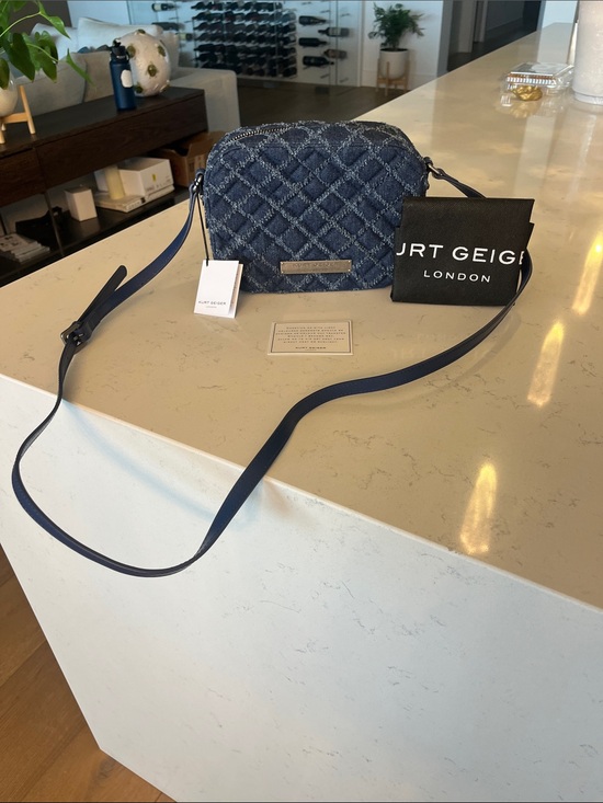 Kurt Geiger Handbags - Kurt Geiger Navy Quilted Denim Crossbody Bag